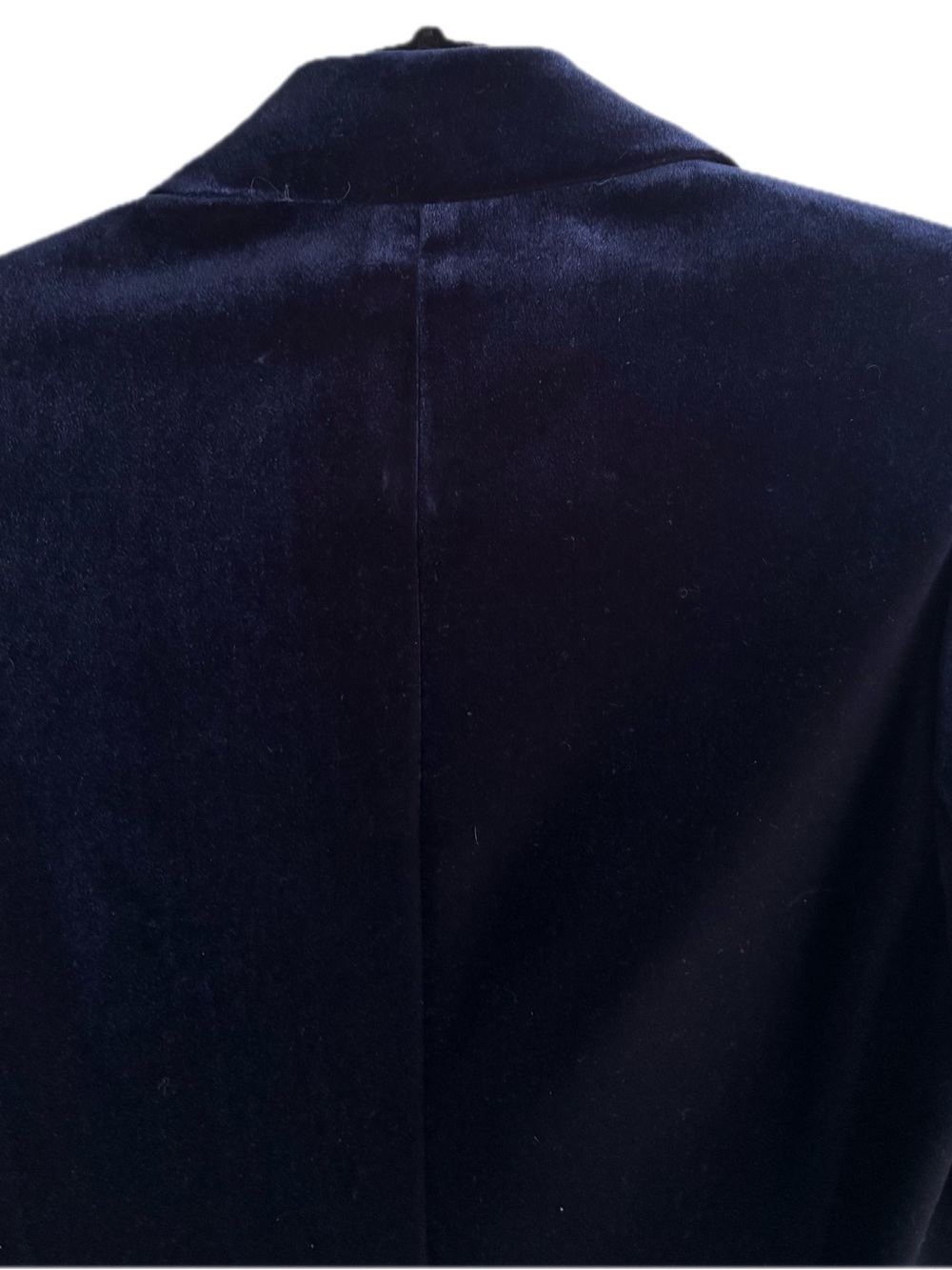 Rickie Freeman for Teri Jon Navy Velvet Blazer with Black Ostrich Feather Trim - Picture 7 of 11